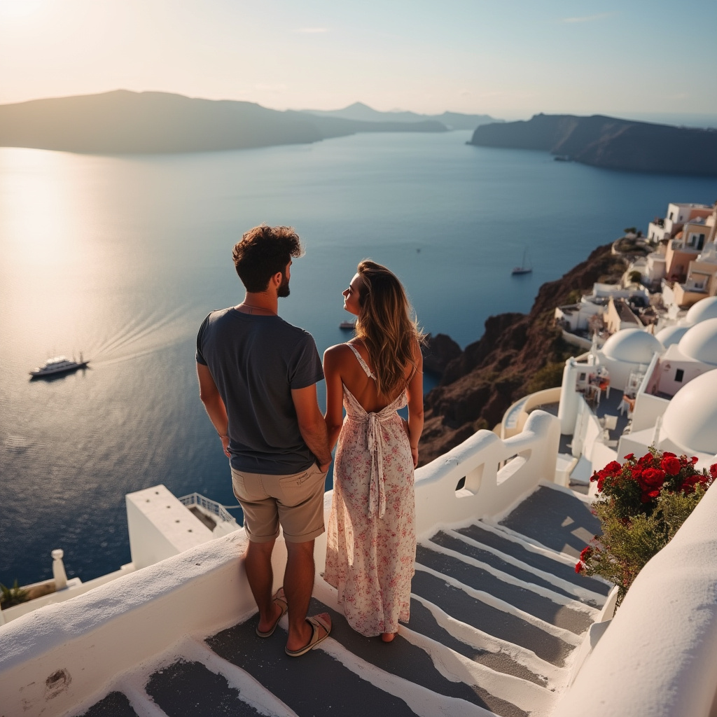 Travel moment in Santorini